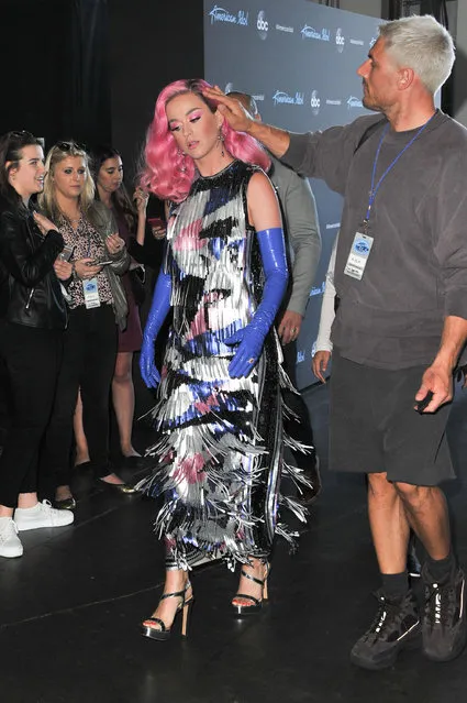 Katy Perry arrives at ABC's “American Idol” live show on April 15, 2019 in Los Angeles, California. (Photo by Allen Berezovsky/Getty Images)