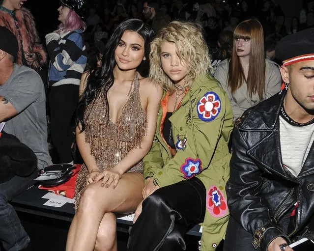 Kylie Jenner, left, and Sofia Richie are seen at Jeremy Scott's fashion presentation at Skylight Clarkson Square on Friday, February 10, 2017, in New York. (Photo by Christopher Smith/Invision/AP Photo)