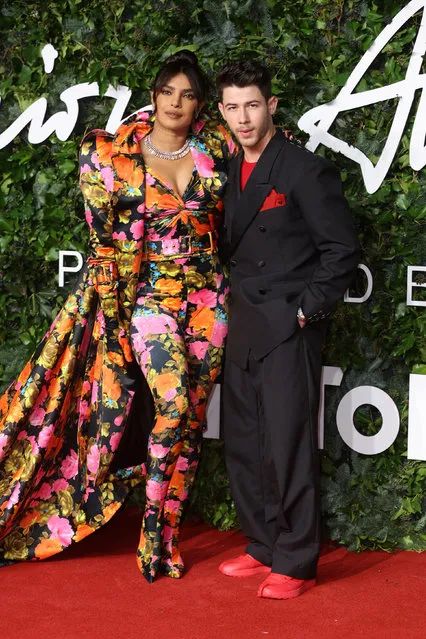 Indian actress Priyanka Chopra and Nick Jonas attend The Fashion Awards 2021 at the Royal Albert Hall on November 29, 2021 in London, England. (Photo by Mike Marsland/WireImage)