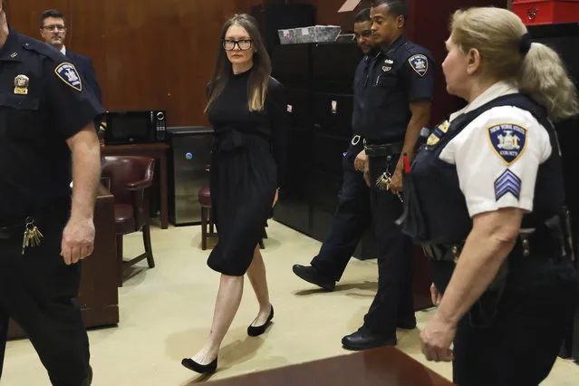 Anna Sorokin arrives for sentencing at New York State Supreme Court, in New York, Thursday, May 9, 2019. Sorokin faces sentencing following her conviction for theft of services and grand larceny. She defrauded celebrity circles in Manhattan and financial institutions into believing she had a fortune of about $67 million overseas. (Photo by Richard Drew/AP Photo)