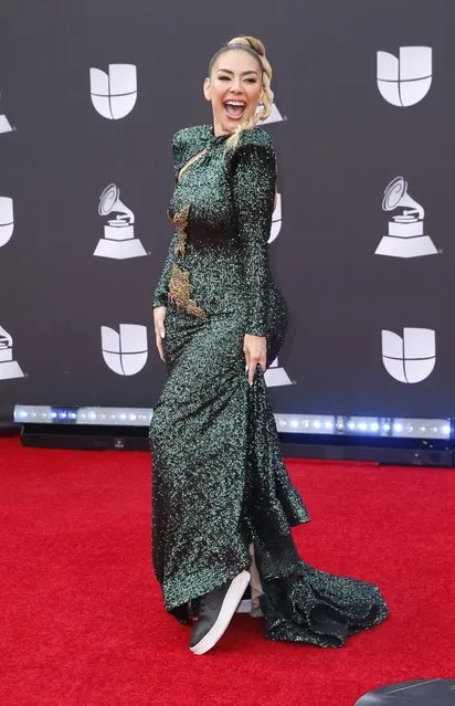 Evelyn Sicairos attends the 20th annual Latin GRAMMY Awards at MGM Grand Garden Arena on November 14, 2019 in Las Vegas, Nevada. (Photo by Danny Moloshok/Reuters)