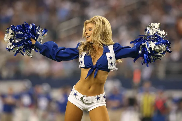 September 8, 2013; Arlington, TX, USA; Dallas Cowboys cheerleader Kinzie Ryanne performs during a timeout form the game against the New York Giants at AT&T Stadium. (Photo by Matthew Emmons/USA TODAY Sports)