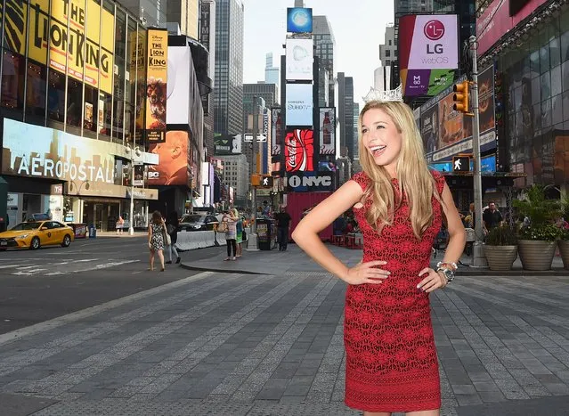 Reigning Miss America 2015 Kira Kazantsev poses in Times Square as Miss America takes over New York City on the road to the 95th Anniversary Of The Miss America Competition on September 1, 2015 in New York City. (Photo by Michael Loccisano/Getty Images for Miss America)