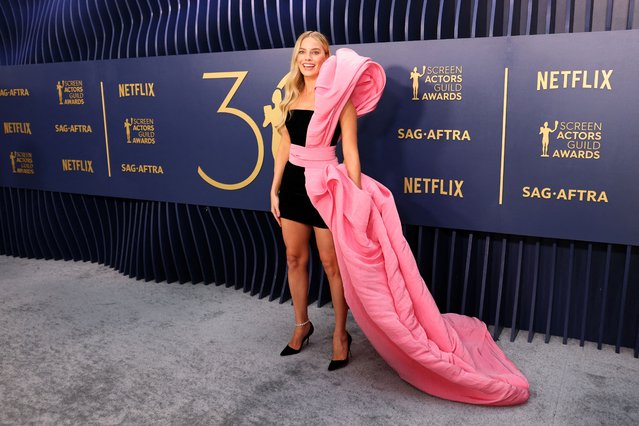 Australian actress Margot Robbie attends the 30th Screen Actors Guild Awards, in Los Angeles on February 24, 2024. (Photo by Mike Blake/Reuters)