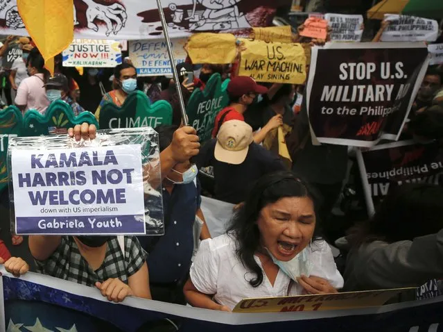 Protesters hold a rally against the visit of US Vice President Kamala Harris near Malakanang presidential palace in Manila, Philippines, 21 November 2022. Harris is in Manila for a three day visit to attend a series of bilateral meetings. (Photo by Francis R. Malasig/EPA/EFE/Rex Features/Shutterstock)