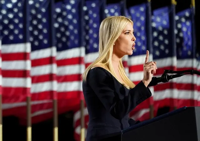 White House Senior Adviser Ivanka Trump introduces her father U.S. President Donald Trump to deliver his acceptance speech as the 2020 Republican presidential nominee during the final event of the Republican National Convention on the South Lawn of the White House in Washington, U.S., August 27, 2020. (Photo by Kevin Lamarque/Reuters)