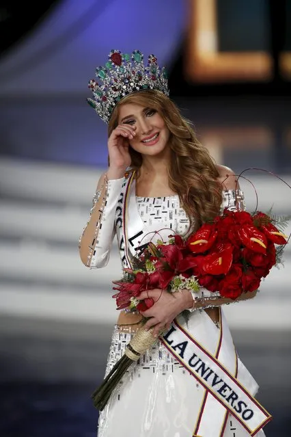 Miss Lara, Mariam Habach, reacts after winning the Miss Venezuela 2015 pageant in Caracas October 8, 2015. (Photo by Marco Bello/Reuters)