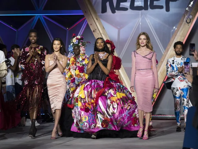 (L-R) Maria Borges, Bella Hadid, Naomi Campbell and Natalia Vodianova walk the runway at Fashion For Relief show during the 71st annual Cannes Film Festival at Aeroport Cannes Mandelieu in Cannes, France, 13 May 2018. (Photo by Arnold Jerocki/EPA/EFE)