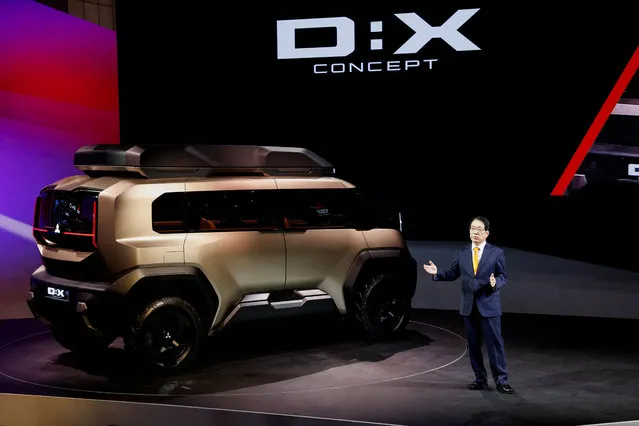 President and CEO of Mitsubishi Motors, Takao Kato unveils the Mitsubishi D:X Concept during a press day of the Japan Mobility Show 2023 at Tokyo Big Sight in Tokyo, Japan on October 25, 2023. (Photo by Issei Kato/Reuters)