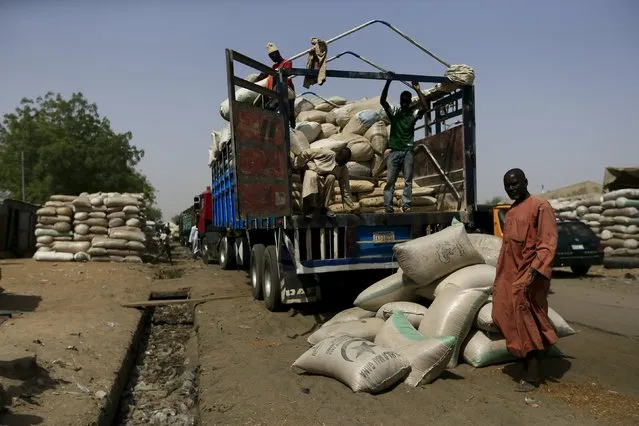 A man walks past a truck loaded with animal food at the cattle market in Maiduguri, Nigeria March 9, 2016. (Photo by Afolabi Sotunde/Reuters)