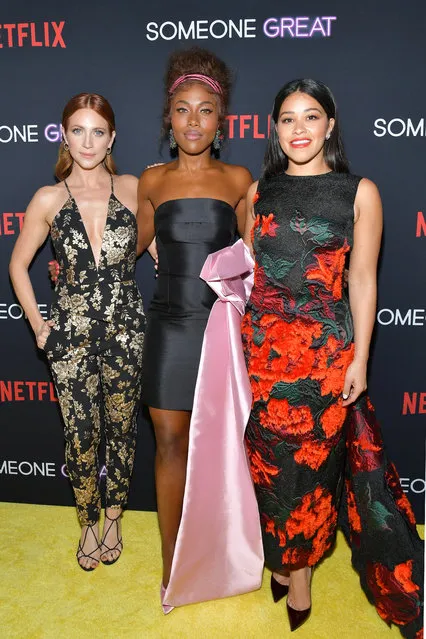 Brittany Snow, DeWanda Wise and Gina Rodriguez attend the Los Angeles special screening of Netflix's “Someone Great” at ArcLight Hollywood on April 17, 2019 in Hollywood, California. (Photo by Amy Sussman/Getty Images)