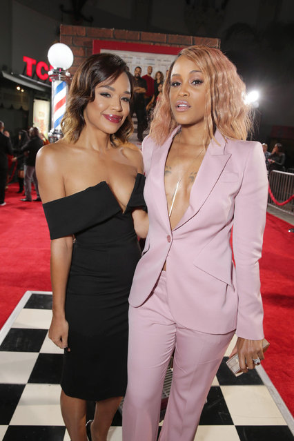 Sarah-Jane Crawford and Eve seen at Metro Goldwyn Mayer and New Line Cinema Premiere of “Barbershop: The Next Cut” at TCL Chinese Theatre on Wednesday, April 6, 2016, in Hollywood. (Photo by Eric Charbonneau/Invision for Warner Bros./AP Images)