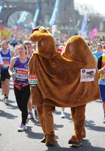 Runners in fancy dress participate in the Virgin London Marathon 2013 on April 21, 2013 in London, England. (Photo by Tom Dulat/Getty Images)