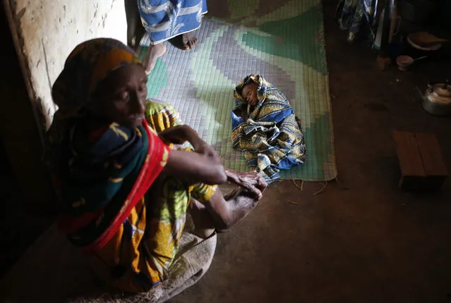 A sick internally displaced Muslim child lies in a house in the town of Boda April 15, 2014. (Photo by Goran Tomasevic/Reuters)