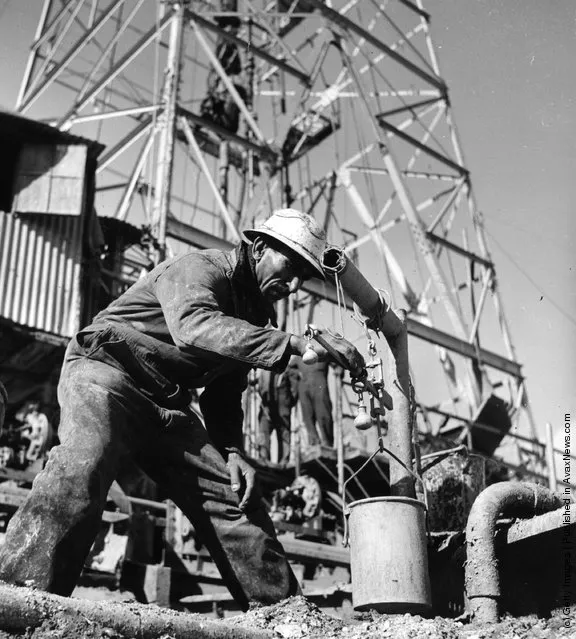 1955:  Oil drilling taking place in Iran