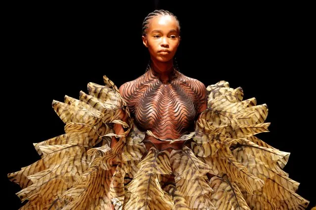 A model presents a creation by designer Iris van Herpen as part of her Haute Couture Spring/Summer 2020 collection show in Paris, France, January 20, 2020. (Photo by Charles Platiau/Reuters)