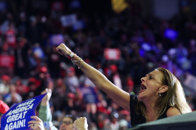 A supporter reacts as they attend Republican presidential nominee and former U.S. President Donald Trump's campaign event, in Allentown, Pennsylvania, U.S., October 29, 2024. (Photo by Brendan McDermid/Reuters)