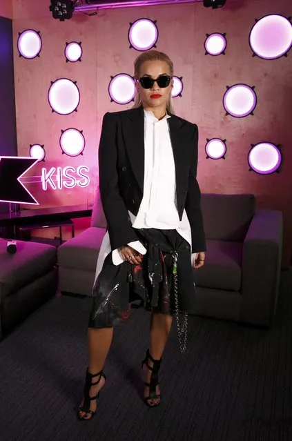 Rita Ora visits Kiss FM Studio's on September 3, 2015 in London, England. (Photo by John Phillips/Getty Images)