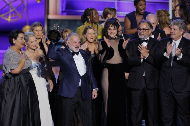 Producer R. Scott Gemmill accepts the Outstanding Drama Series award for “The Pitt” at the 77th Primetime Emmy Awards in Los Angeles, California, U.S., September 14, 2025. (Photo by Mike Blake/Reuters)