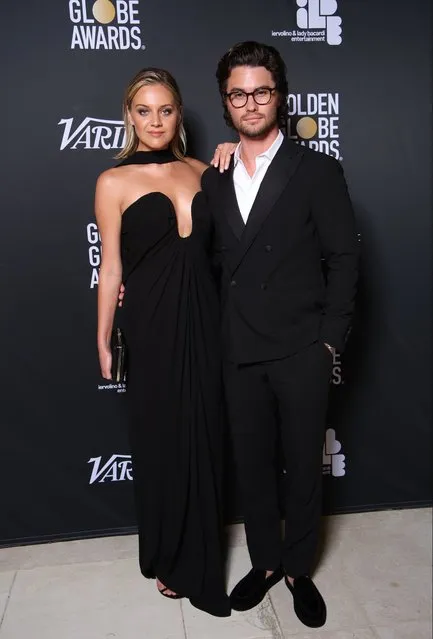 American singer-songwriter Kelsea Ballerini and American actor Chase Stokes attend the Variety And Golden Globes Party At Venice Film Festival, Presented by ILBE at Hotel Excelsior on August 31, 2023 in Venice, Italy. (Photo by Kristy Sparow/Variety via Getty Images)