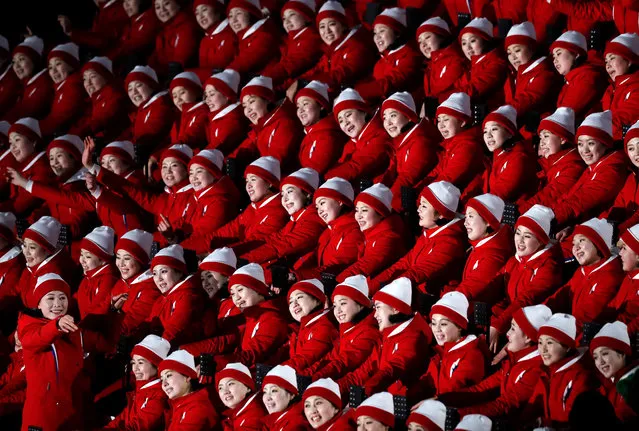 Cheerleaders from North Korea await the start of the opening ceremony of the Pyeongchang 2018 Winter Olympics. (Photo by Jorge Silva/Reuters)