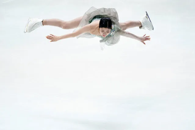 Haein Lee of South Korea performs in the woman's short program during the ISU Grand Prix of Figure Skating - NHK Trophy in Kadoma, near Osaka, Japan, Friday, November 24, 2023. (Photo by Tomohiro Ohsumi/AP Photo)