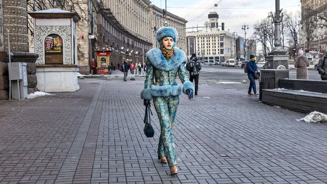 It may be in the middle of a war but there is still time for some sartorial elegance in Kyiv, the Ukrainian capital on February 5, 2023. (Photo by Jack Hill/The Times)