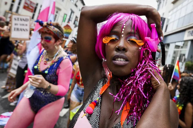 Parade goers during Brighton Pride Parade on August 03, 2019 in Brighton, England. (Photo by Tristan Fewings/Getty Images)