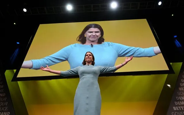 Liberal Democrat leader Jo Swinson gives a keynote speech at the Liberal Democrat party conference in Bournemouth on September 17, 2019. (Photo by Ben Stansall/AFP Photo)