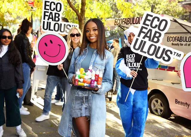 American actress Skai Jackson joins EcoFabulous, a clean and sustainable beauty brand, at their launch in Union Square, New York City on October 22, 2022. (Photo by Sara Jaye Weiss/Rex Features/Shutterstock)