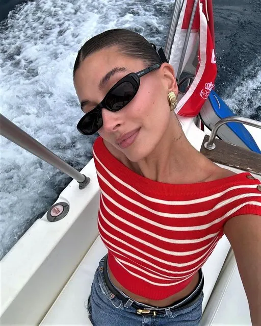 American model Hailey Bieber in the last decade of May 2023 shares a selfie from her European vacation. (Photo by Haileybieber/Instagram)