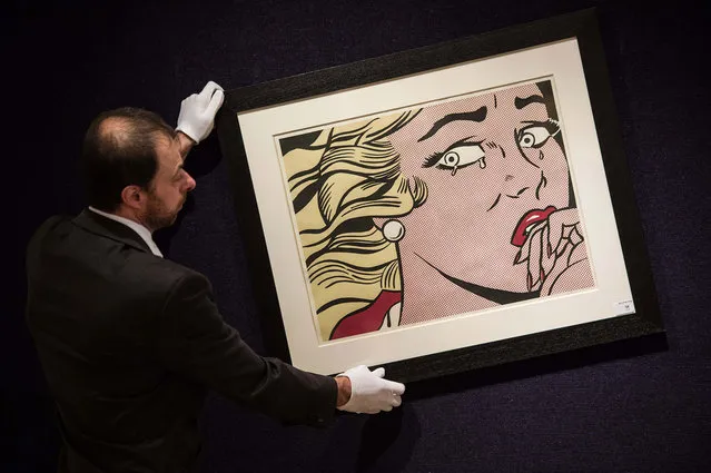 “Crying Girl” by Roy Lichtenstein (est. GBP 30,000-GBP 50,000) part of the Bonhams “Prints & Multiples Sale” photocall in London, UK on November 14, 2016. (Photo by James Gourley/Rex Shutterstock via ZUMA Press)