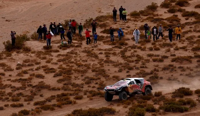 Stephane Peterhansel of France drives his Peugeot during the fifth stage Jujuy-Uyuni in the Dakar Rally 2016 near Uyuni, Bolivia, January 7, 2016. (Photo by Marcos Brindicci/Reuters)