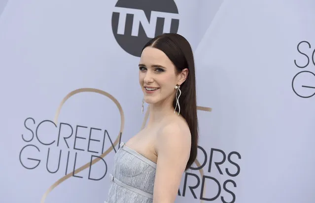 Rachel Brosnahan arrives at the 25th annual Screen Actors Guild Awards at the Shrine Auditorium & Expo Hall on Sunday, January 27, 2019, in Los Angeles. (Photo by Jordan Strauss/Invision/AP Photo)