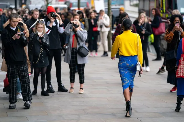 Street Style at the Alexa Chung show during London Fashion Week 2019, in Central London, Britain, 16 February 2019. The LFW Fall/Winter 2019 runs from 15 to 19 February. (Photo by Tom Nicholson/EPA/EFE)