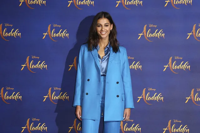 Actress Naomi Scott poses for photographers at the photo call for the film “Aladdin” in London, Friday, May 10, 2019. (Photo by Joel C Ryan/Invision/AP Photo)