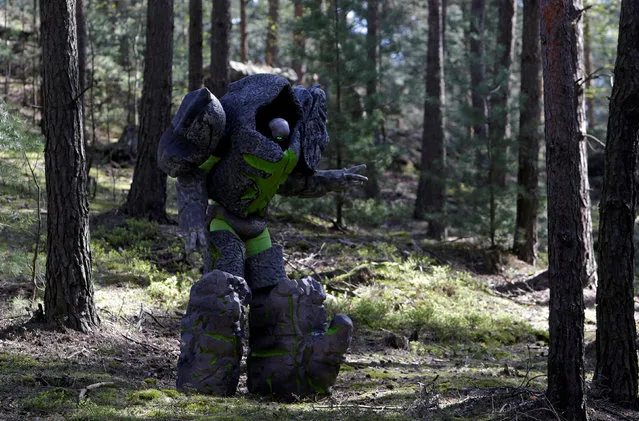 A man dressed as a character from the computer game “World of Warcraft” walks through a forest near the village of Sosnova, Czech Republic, April 30, 2016. (Photo by David W. Cerny/Reuters)