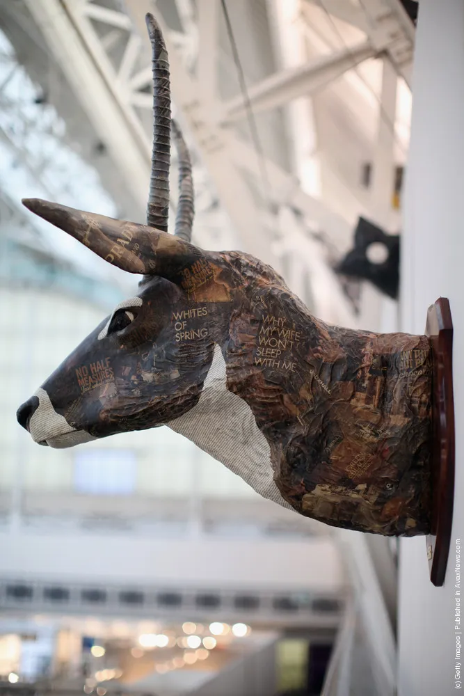 Artists And Galleries Advertise Their Artwork At The London Art Fair