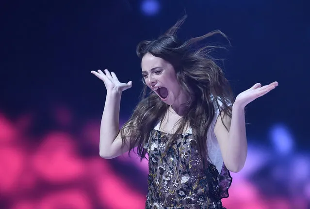 Italy's Francesca Michielin appears on the stage during opening of the Eurovision Song Contest final in Stockholm, Sweden, Saturday, May 14, 2016. (Photo by Martin Meissner/AP Photo)