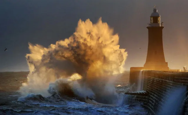 “Exploding Wave”. Owen Humphreys captures rough sea battering the pier at Tynemouth, UK, in this shortlisted shot. (Photo by Owen Humphreys/PA/2019 Weather Photographer of the Year/RMetS)
