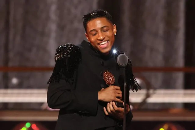 Myles Frost accepts the award for Best Performance by an Actor in a Leading Role in a Musical for MJ at the 75th Annual Tony Awards in New York City, U.S., June 12, 2022. (Photo by Brendan McDermid/Reuters)