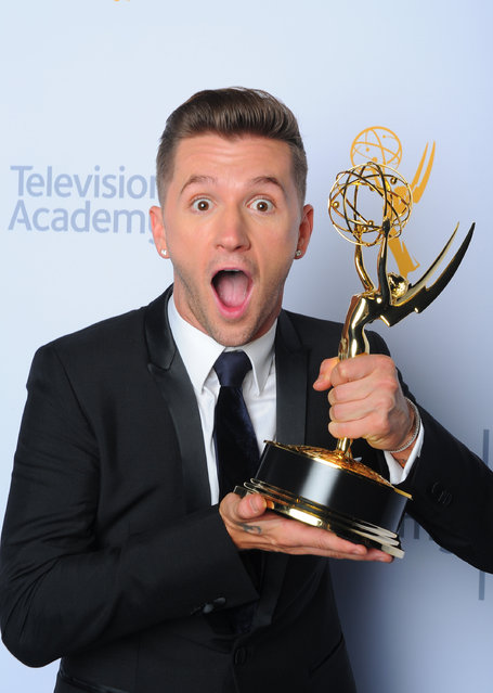 Travis Wall, winner of the award for outstanding choreography for “So You Think You Can Dance”, poses for a portrait at the Television Academy's Creative Arts Emmy Awards at Microsoft Theater on Saturday, September 12, 2015, in Los Angeles. (Photo by Vince Bucci/Invision for the Television Academy/AP Images)