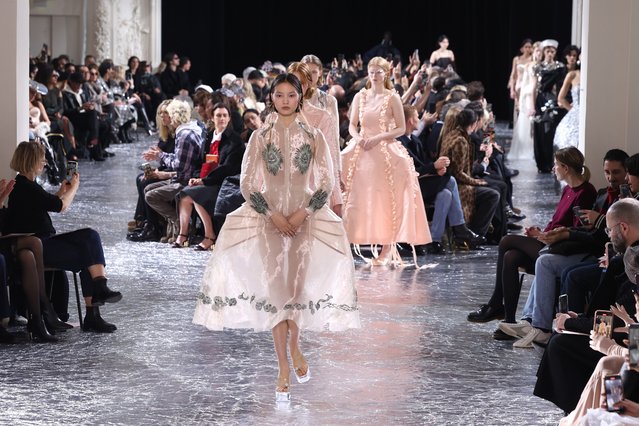 A model walks the runway during the Jean Paul Gaultier Haute Couture Spring/Summer 2024 show as part of Paris Fashion Week on January 24, 2024 in Paris, France. (Photo by Pascal Le Segretain/Getty Images)