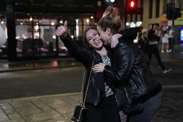 People out socialising in Newcastle city centre on October 10, 2020, ahead of the 10pm curfew that pubs and restaurants are subject to in order to combat the rise in coronavirus cases in England. Cities in northern England and other areas suffering a surge in Covid-19 cases may have pubs and restaurants temporarily closed to combat the spread of the virus. (Photo by Owen Humphreys/PA Images via Getty Images)