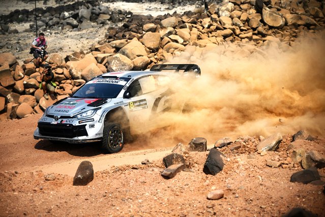The Driver Takamoto Katsuta And Co-Driver Aaron Johnston Of Team Toyota Gazoo Racing Wrt, Toyota Gr Yaris Rally,In Shakedown During Fia World Rally Wrc Rally Saudi Arabia on November 26, 2025. (Photo by Luca Barsali/ZUMA Press Wire/Rex Features/Shutterstock)