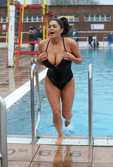 Casey Batchelor swims in the Hampstead Lido Charity Chilly dip on February 12, 2017 in London, United Kingdom. (Photo by Danny Martindale/WireImage)