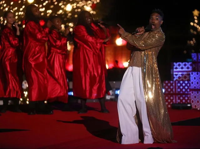 Billy Porter performs during the National Tree Lighting Ceremony at the Ellipse near the White House in Washington, U.S., December 2, 2021. (Photo by Leah Millis/Reuters)