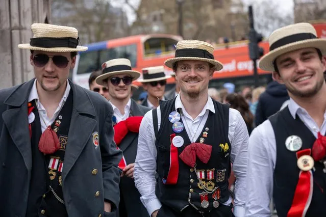 The Svaeveru, Norwegian School of Economics Male Choir visiting London to record some new songs, and visiting the sights in London on April 3, 2024. (Photo by Ian Davidson/Alamy Live News)