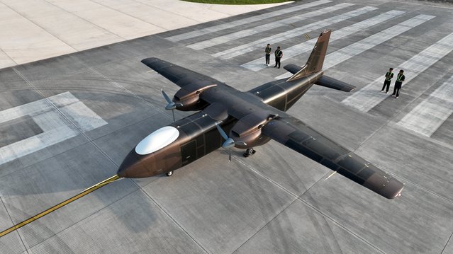 An unmanned cargo aircraft developed by Sichuan Tengden Sci-tech Innovation Co. takes part in a maiden flight at an airport in Zigong, Sichuan province, China on August 11, 2024. (Photo by China Daily via Reuters)