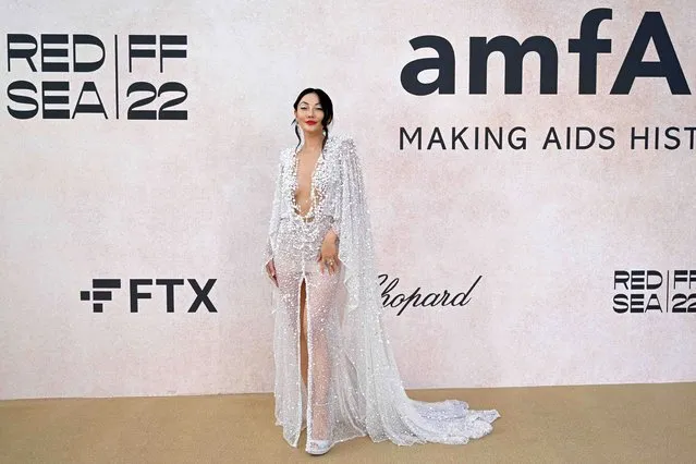 US influencer Jessica Wang arrives on May 26, 2022 to attend the annual amfAR Cinema Against AIDS Cannes Gala at the Hotel du Cap-Eden-Roc in Cap d'Antibes, southern France, on the sidelines of the 75th Cannes Film Festival. (Photo by Patricia De Melo Moreira/AFP Photo)